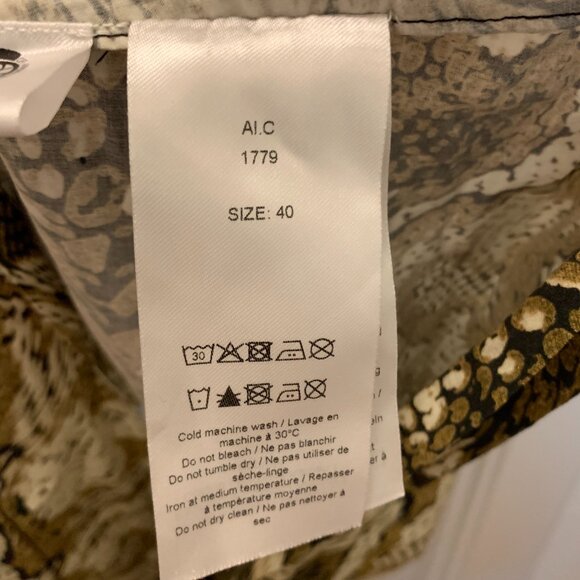 Women's GANNI Tiger's Eye Cotton Smocked Button Back Dress Mini Size 40 Large - Picture 8 of 8